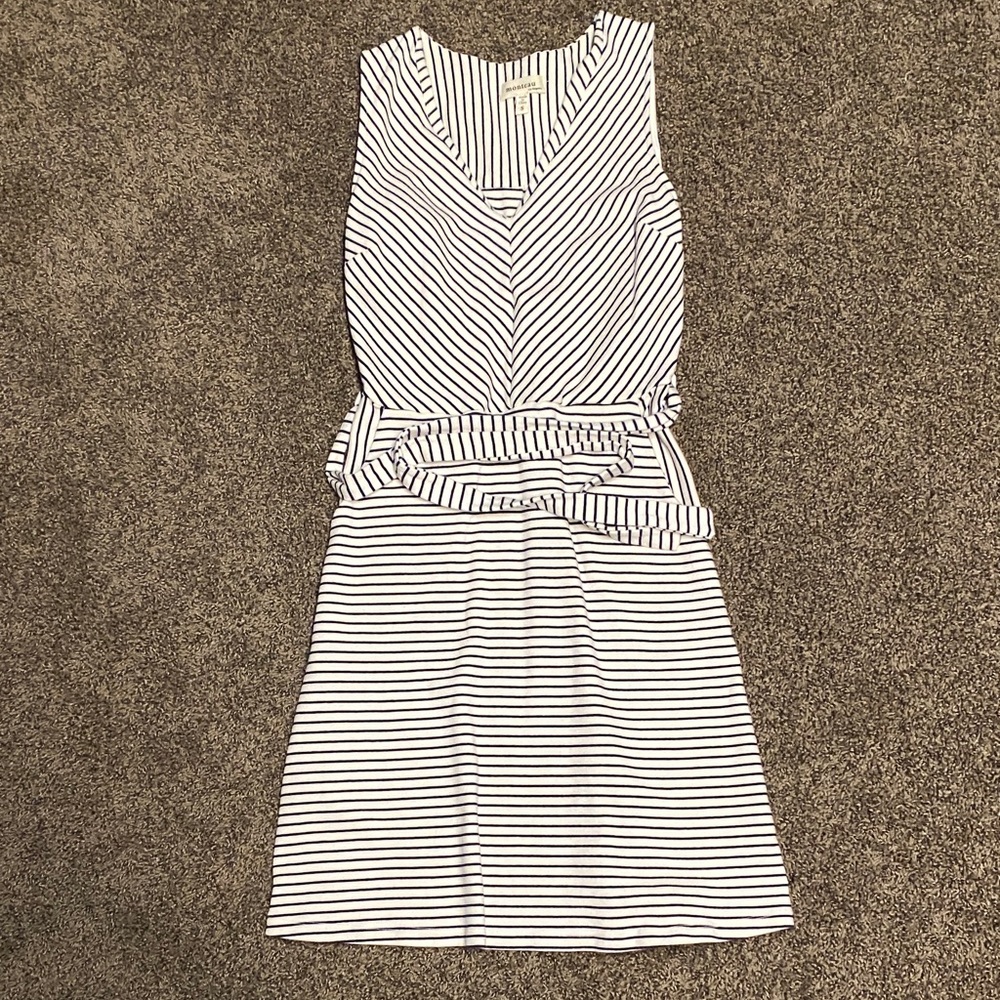 Striped Sleeveless Dress with Belt